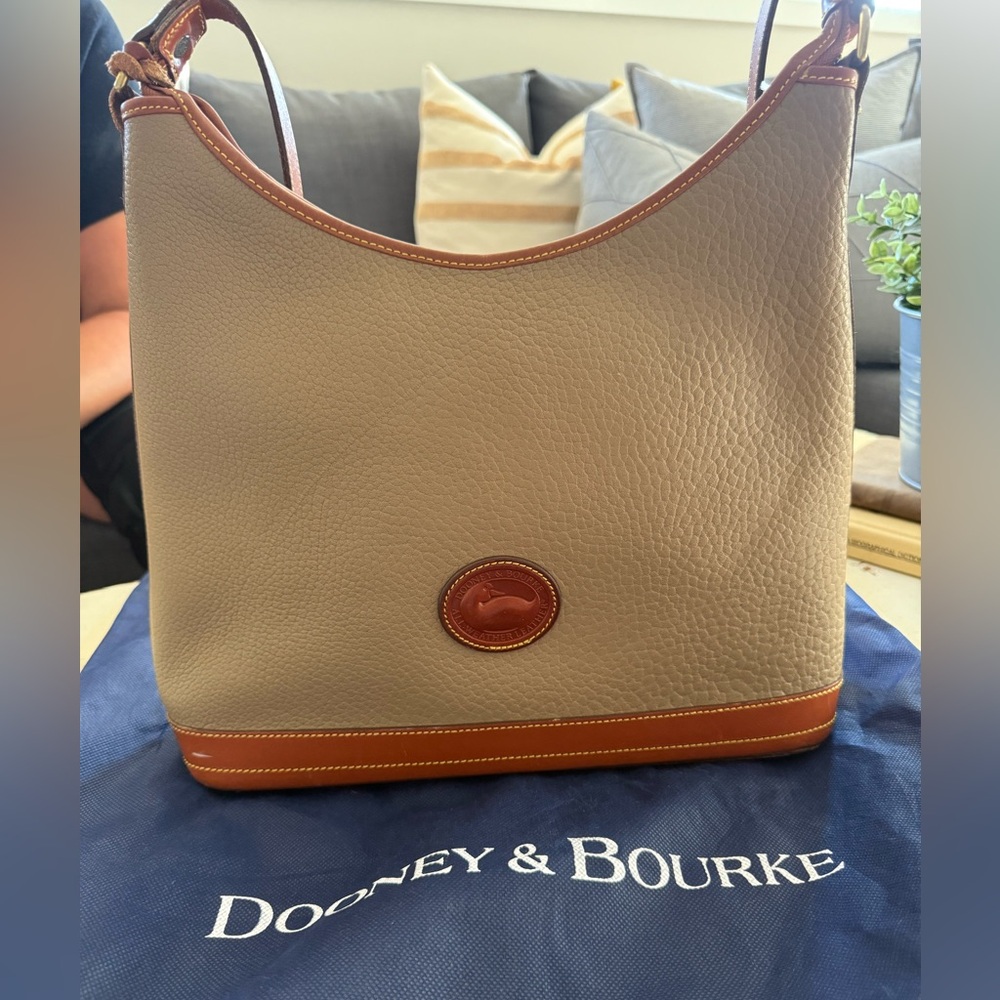Dooney & Bourke Tan and Brown Shoulder Bag with Signature Style